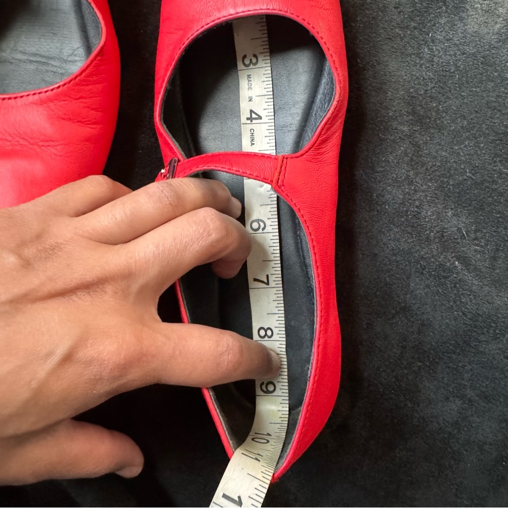 COS Pleated red Leather Mary-Jane ballet flat shoes - Picture 17 of 17